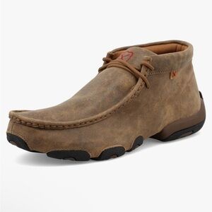 Twisted X Brown Chukka Boots with Moc Toe and Distressed Leather